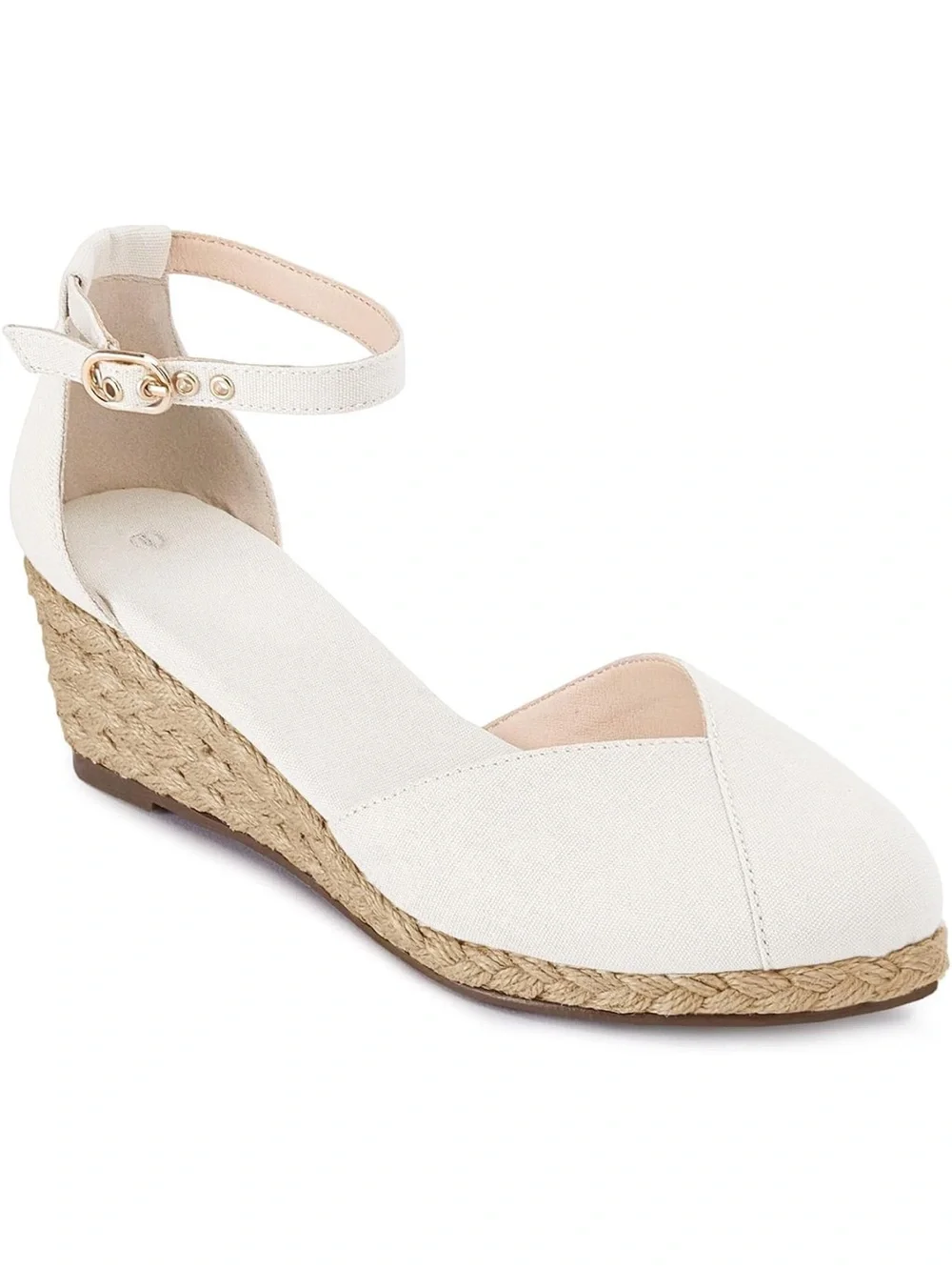 Juliet Holly NWOT Ankle-Strap Espadrille Wedge in White